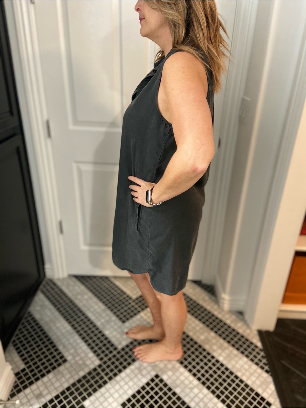 Bella Dahl Sleeveless Polo Mini Dress Charcoal Gray Size Large - Picture 3 of 8